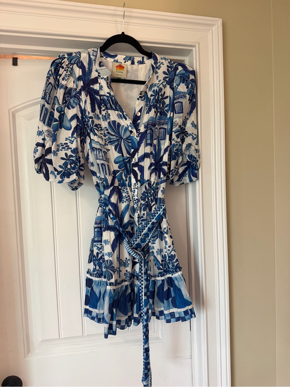 Blue & White Floral Kids One-Piece Romper